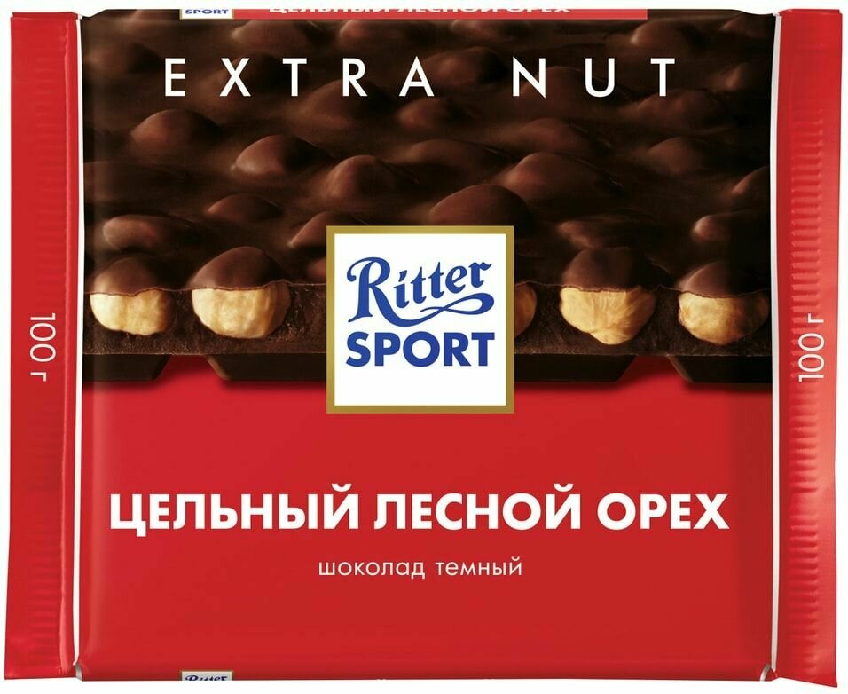 Шоколад Ritter Sport Темный Цельный лесной орех 100г х 2шт