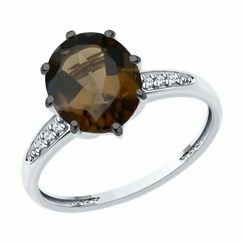 Кольцо Diamant online, серебро, 925 проба, фианит, раухтопаз