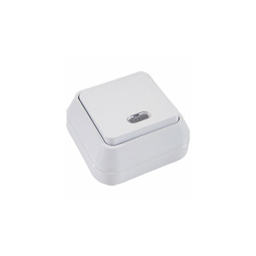 Выключатель одноклавишный накладной белый с индикатором ВА10-005b этюд 311₽