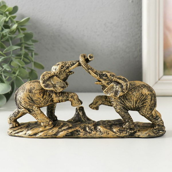 Фигурка полистоун "Игры слонов", под бронзу, 19x5.5x9.5 см, вид: статуэтки