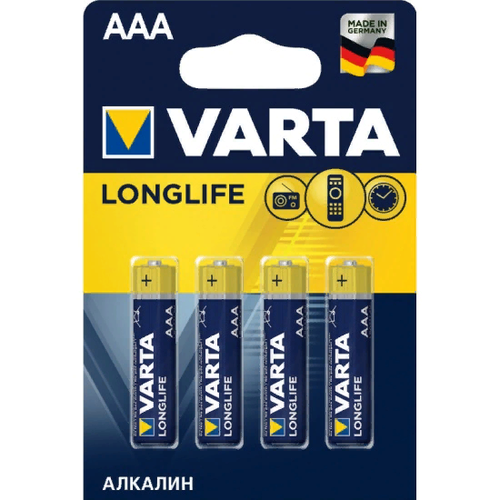 Батарейки Varta LONGLIFE POWER (HIGH ENERGY) LR03 AAA BL4 Alkaline 1.5V (4903) (4/40/200) батарейка duracell aaa lr03 alkaline optimum mx2400 bl4 4шт
