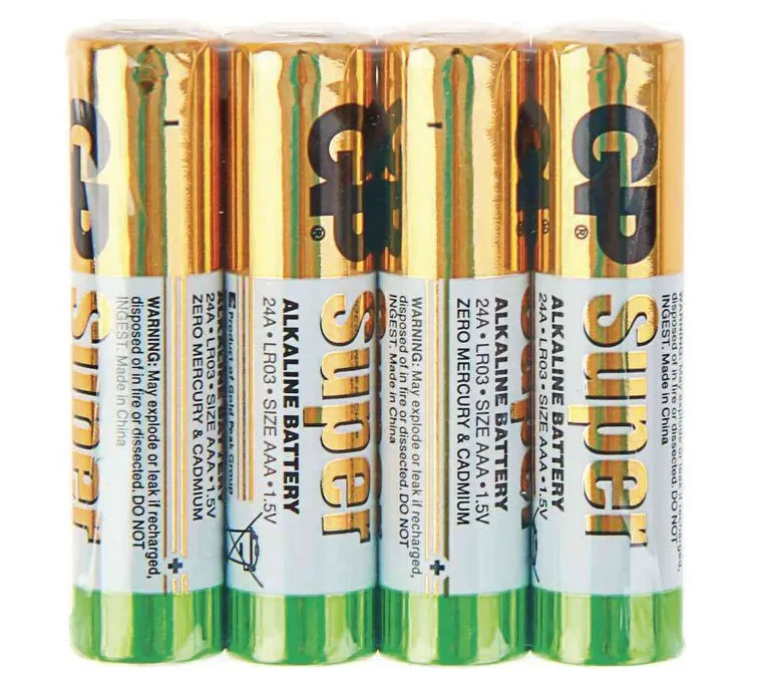 Батарейки алкалиновые Мизинчиковые GP тип ААA, 4шт