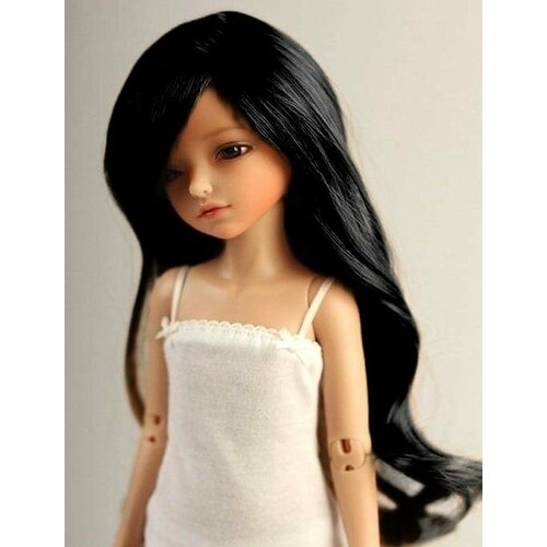 Iplehouse Wig IHW_SS035 (Длинный парик с косой чёлкой цвет черный размер 15-18 см для кукол Иплхаус)