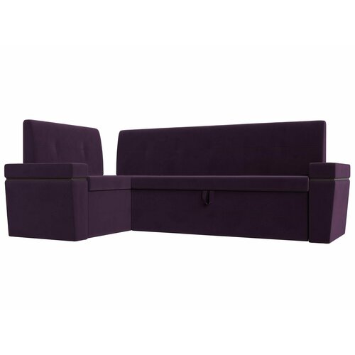 Кухонный угловой диван Деметра левый угол, Велюр фиолетовый