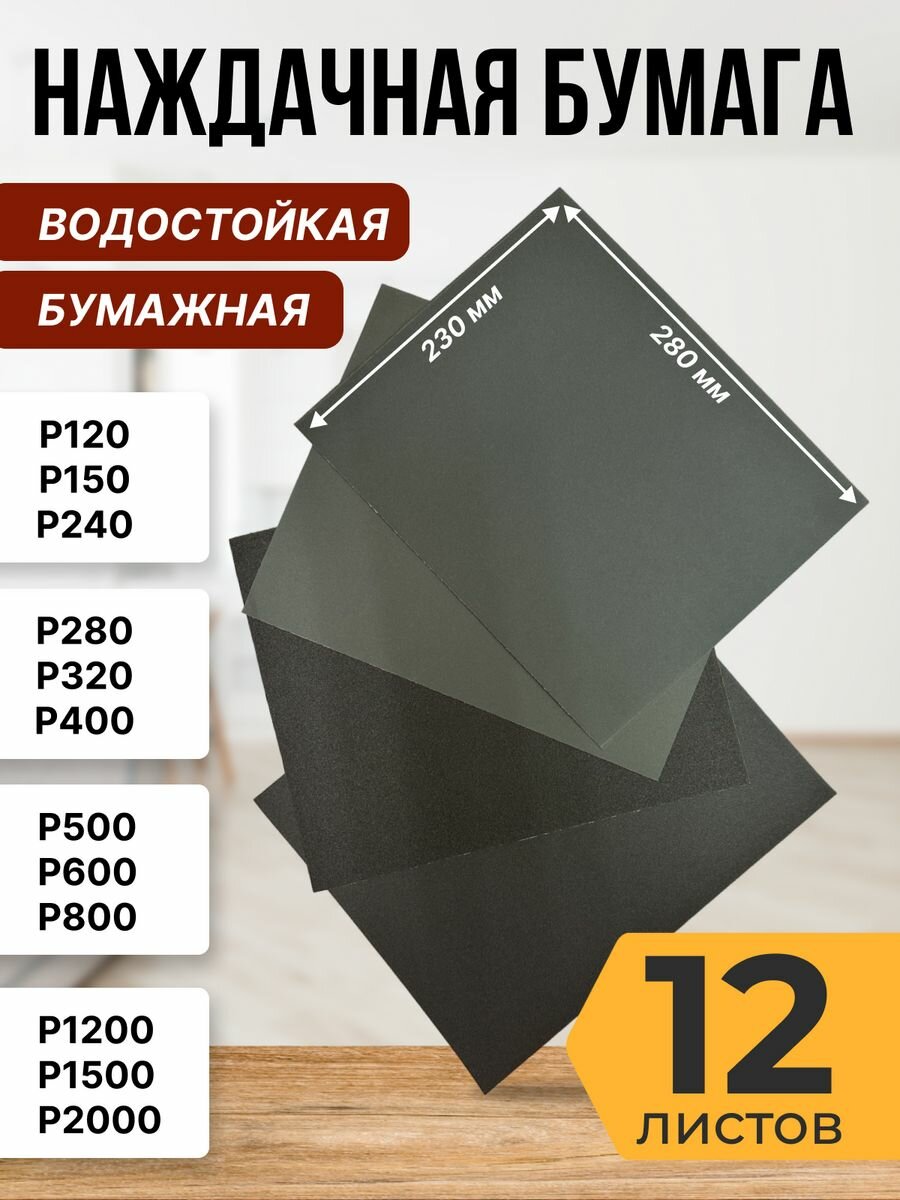 ABRAFORM Набор водостойкой наждачной бумаги " KINGSIZE FULL SET-1 (230x280мм),12шт. AF-KS-SET-1