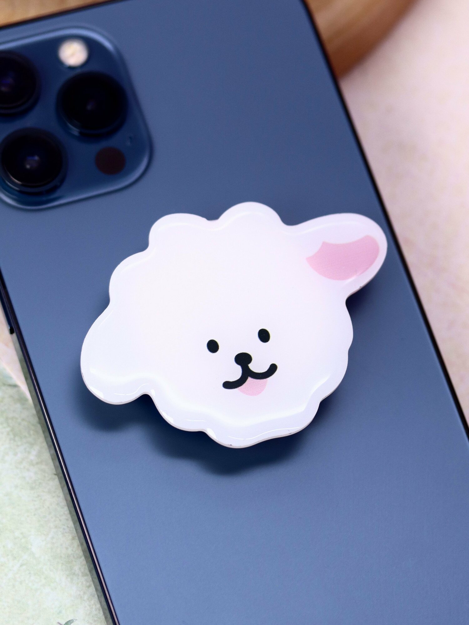 фото Попсокет держатель для телефона Poodle white