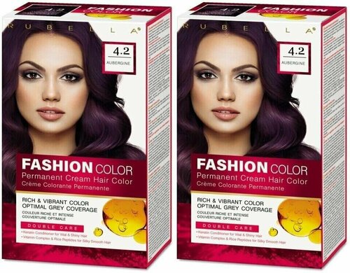 Rubella Стойкая крем-краска для волос Fashion Color 4.2 Баклажан, 50 мл, 2шт/