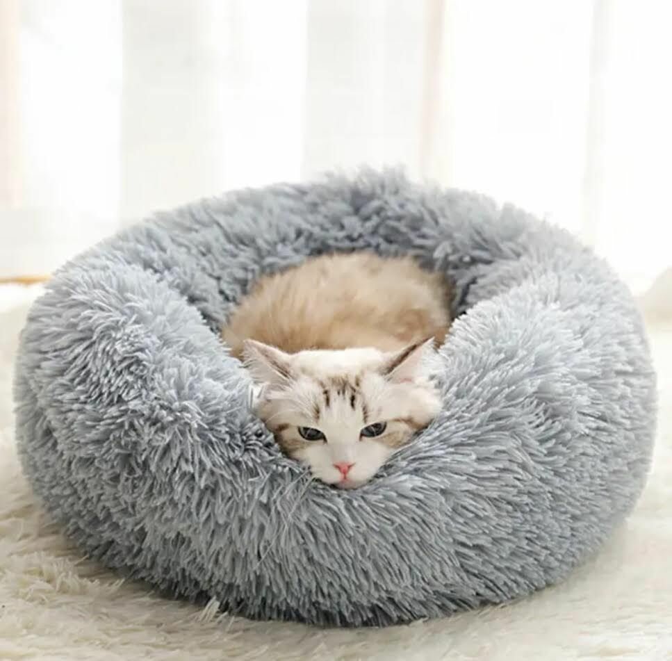 Лежанка круглая меховая для кошек и собак 40 см