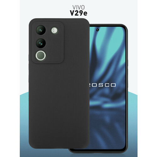 Чехол ROSCO для Vivo V29e (Виво В29е), силиконовый чехол, тонкий, матовое покрытие, защита модуля камер, черный чехол rosco для vivo y02 виво у02 из качественного силикона тонкий чехол с защитой модуля камер прозрачный