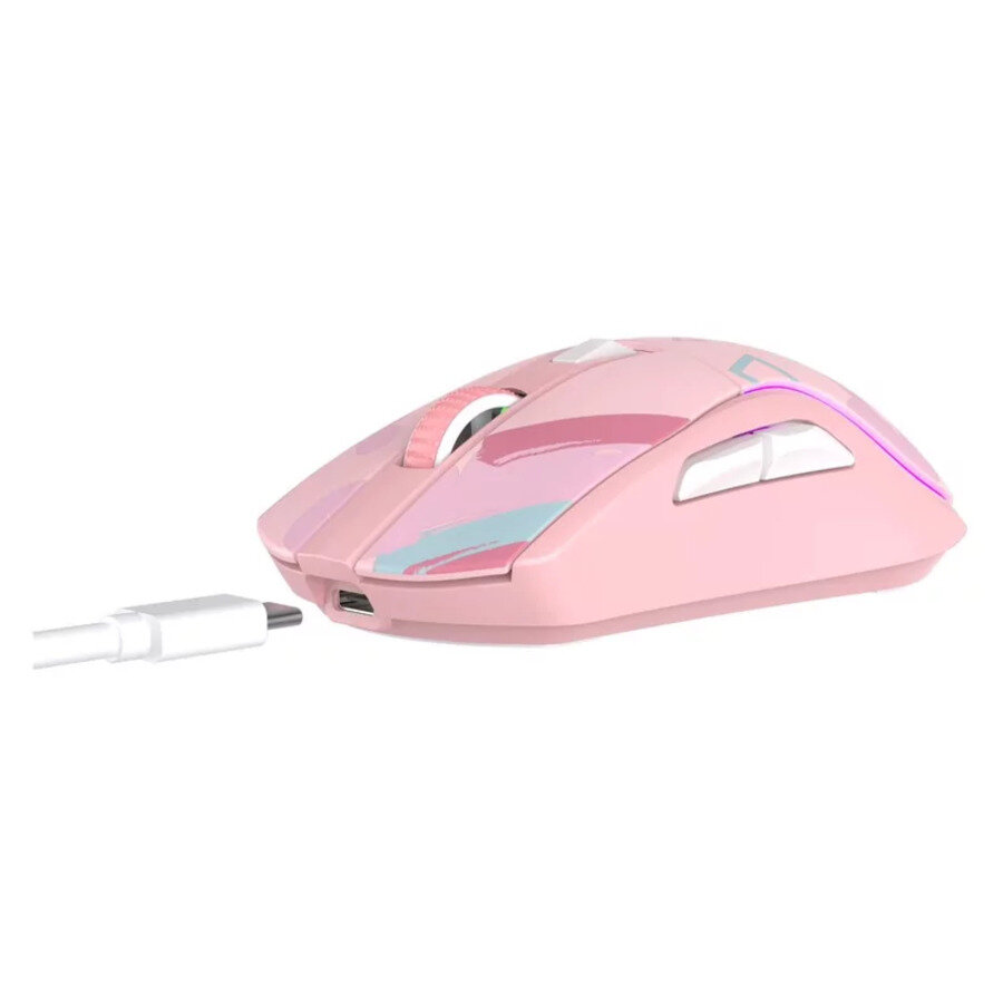 Мышь игровая беспроводная Dareu A950 Pink (розовый), DPI 400/800/1600/3200/6400/12000, подключение Tri-mode: проводное+2.4GHz+BT, встроенный аккумулятор 930mAh, зарядная станция, подсветка RGB, размер - фото №14