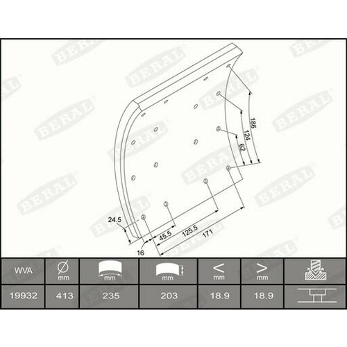 Накладки тормозные STD без закл 413x203 93280 6 65x18 64 Scania