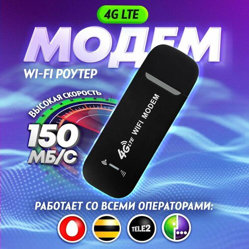 Беспроводной модем Wi-Fi 3G 4G с точкой доступа для любого оператора Черный 1050₽