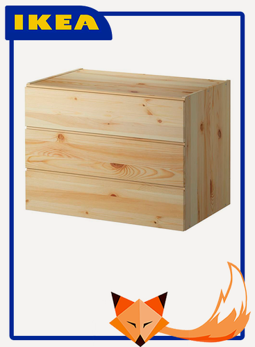 Изображение товара Комод IKEA Ivar 80х50х57см, 3 ящика, массив сосны, без покрытия