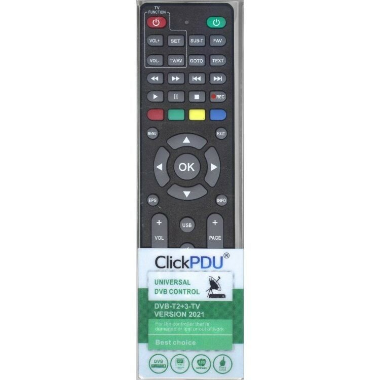 Универсальный пульт ClickPDU DVB-T2+3+TV 2021 для приставок ресиверов dvb-t/t2/c , для управления ТВ