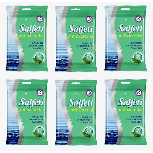 Salfeti antibac, влажные салфетки антибактериальные с клапаном, 20 шт - 6 уп. salfeti салфетки влажные антибактериальные 20 шт 6 уп