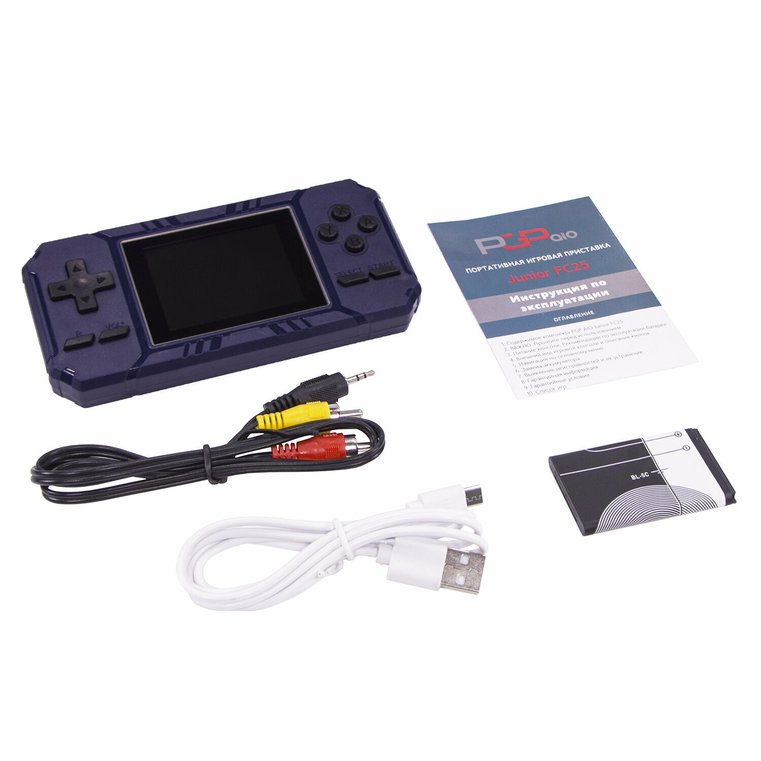 Портативная игровая ретро приставка PGP AIO Junior FC25c (синяя)