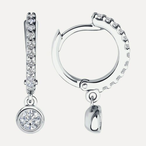 Изображение товара Серьги с подвесками, серебро, 925 проба, родирование, фианит