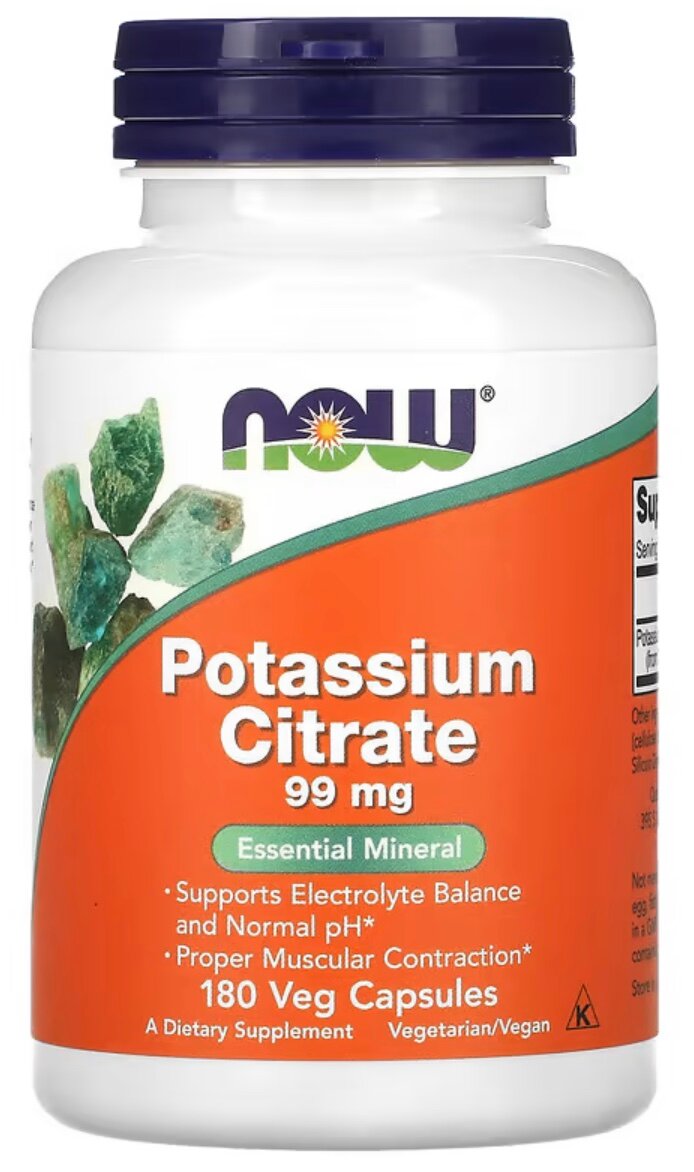 NOW Foods, калий цитрат, 99 мг, 180 капсул