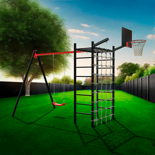 Уличный спортивно-игровой комплекс Sv Sport У3362К (ступени Чёрные / Подвесы для качелей на подшипниках 1 комп.)