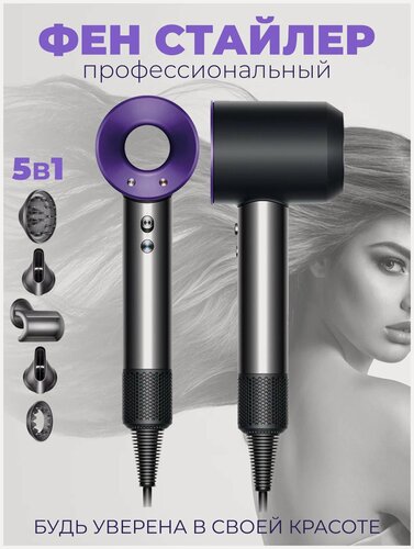 Изображение товара Фен для волос Sencicimen Hair Dryer HD15 ( Профессиональный, с ионизацией ) gray purple
