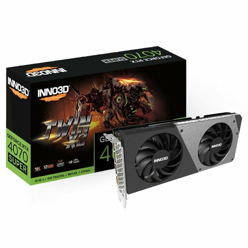 Видеокарта INNO3D RTX 4070 Super Twin X2//RTX4070, HDMI, DP*3, 12G, D6X (N407S2-126X-186162N) видеокарта inno3d n20602 06d6 1710va15l geforce rtx 2060 6gb twin x2