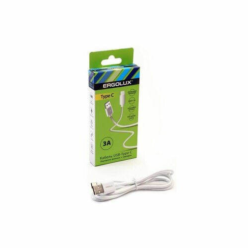 Кабель для зарядки USB - Type C Ergolux ELX-CDC02-C01, цвет белый, 3А, 1.2 м, 1 шт кабель maxvi usb usb type c mc 02 up только для зарядки 1 м 1 шт белый