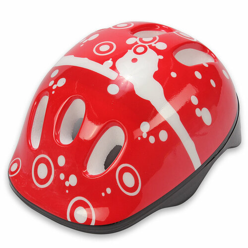 Шлем детский защитный для катания на велосипеде, самокате, роликах, скейтборде, обхват 52-54 см, размер М, 25х20х14 см, цвет красно-белый – 1 шт