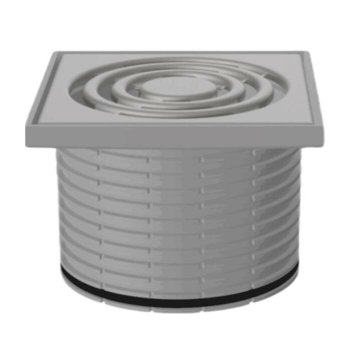 фото Элемент надставной для трапа с "сухим" затвором с нержавеющей решёткой 122х122мм D=110мм Fachmann 04.105