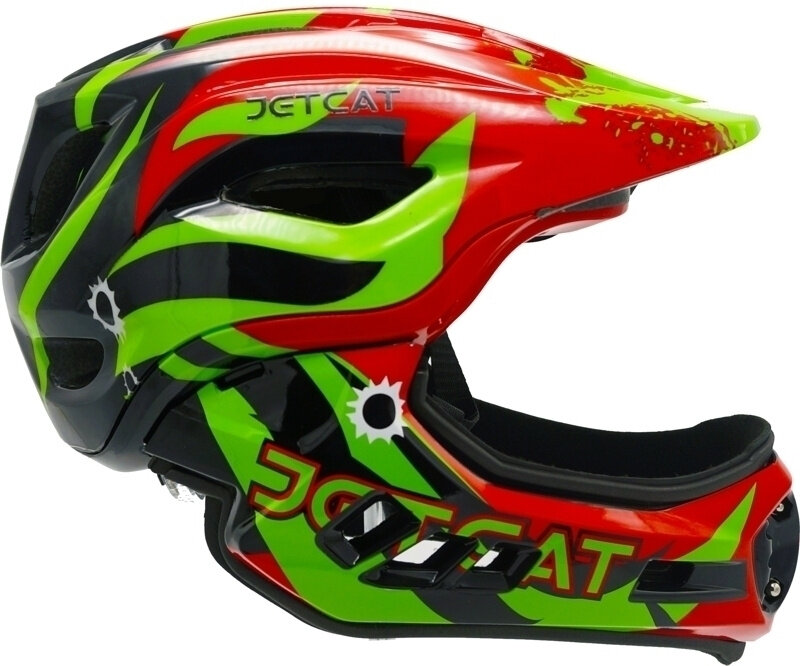 Шлем - JETCAT - Raptor SE - размер "М" (53-58см) - Red/Black/Green - FullFace - защитный - велосипедный - велошлем - детский