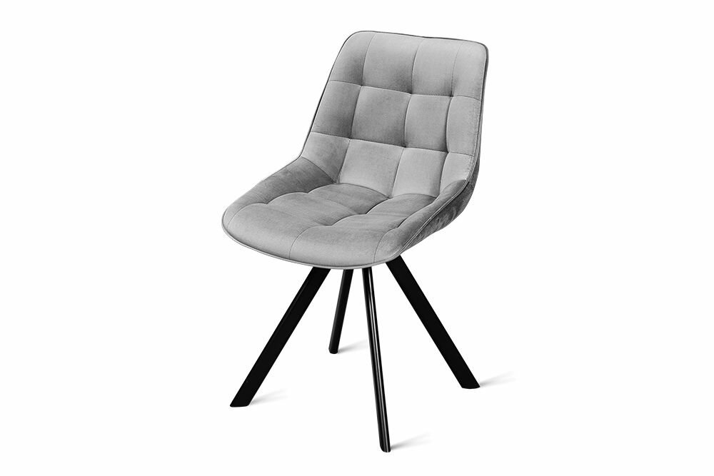 фото Стул B607-m LIGHT GREY VL08 BK с поворотным механизмом велюровый, 48х56х83 см (светло-серый/белые ножки)