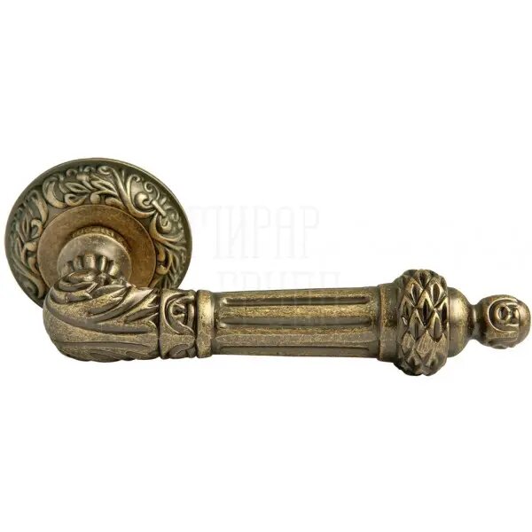 Дверная ручка на круглой розетке RUCETTI RAP-CLASSIC 3 бронза состаренная