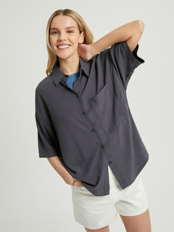 фото Блузка женская Finn Flare, цвет: жемчужно-белый BAS-10060. SE_716, L