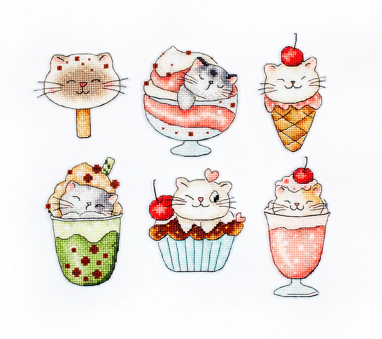 Набор для вышивания LetiStitch L8089 Летние котята 7 x 10 см Счетный крест