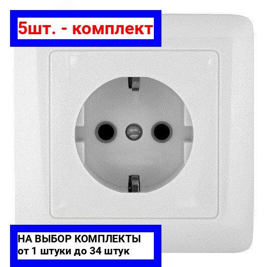 5шт. - ХИТ Розетка скрытая с заземлением 250В 16А белая / Systeme Electric; арт. RS16-134-B; оригинал / - комплект 5шт