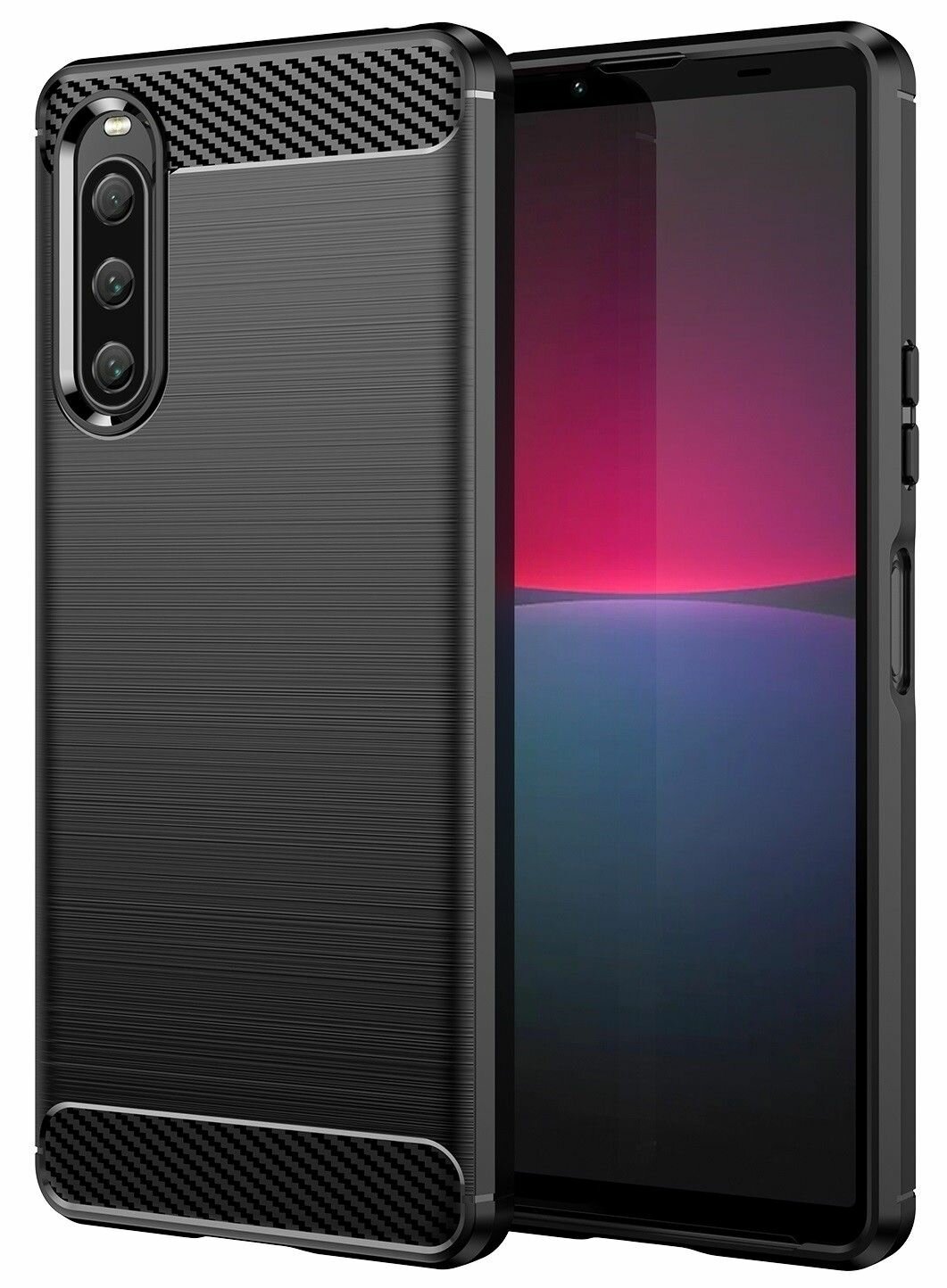Чехол на Sony Xperia 10 V (10-5) силиконовый карбон сталь чёрный