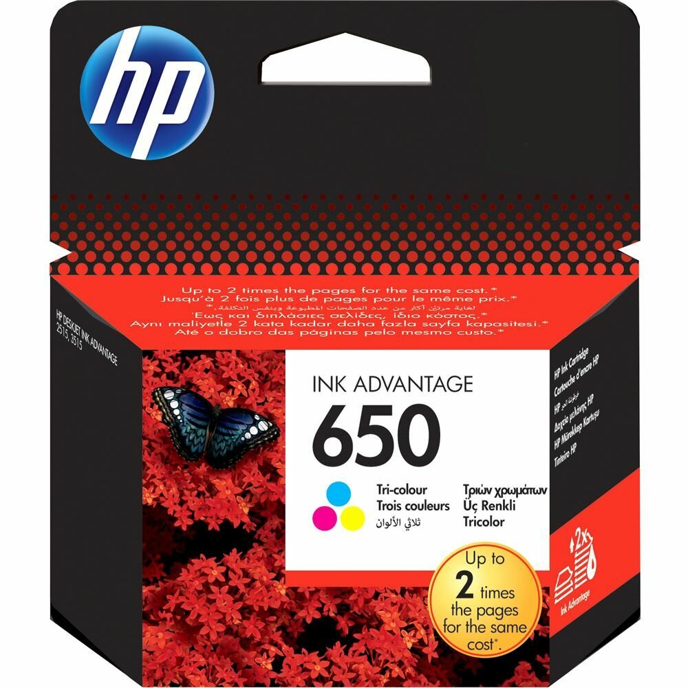 Картридж для струйного принтера HP 650 Tri-colour (CZ102AE), официальная гарантия