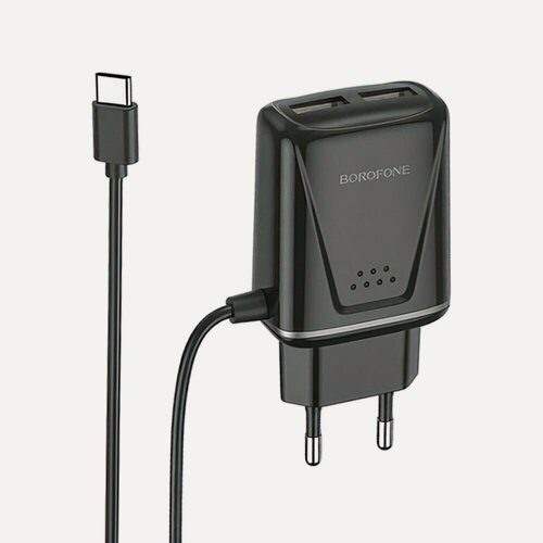Изображение товара СЗУ BOROFONE BA50A Beneficence 2xUSB, 2.1А, интегрированный кабель Type-C, 1м (черный)