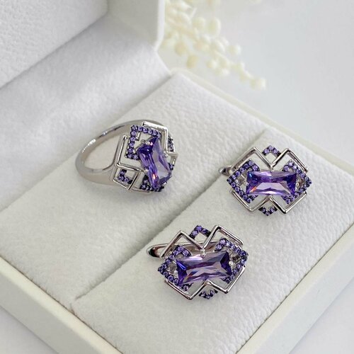 Комплект бижутерии QSY, размер кольца 17, серебряный