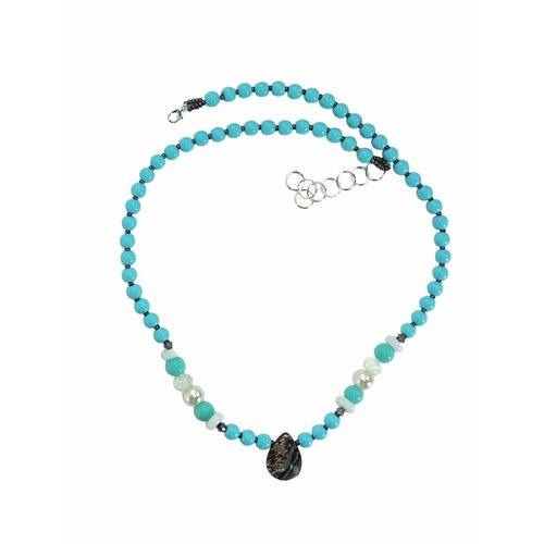 Колье Piperita, перламутр, длина 50 см, синий, бирюзовый