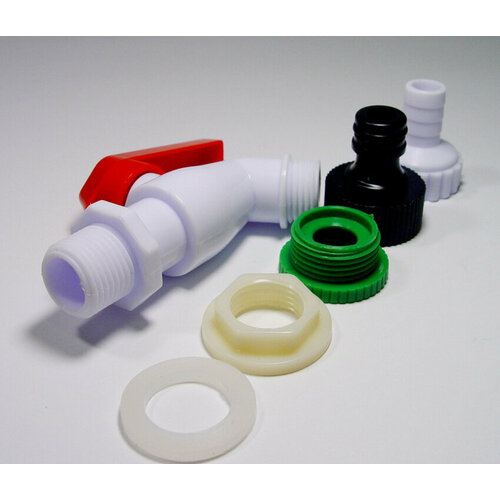 Кран садовый КС-1/2 с прижимной гайкой, прокладкой и быстросъемными муфтами в комплекте, кран для бочки