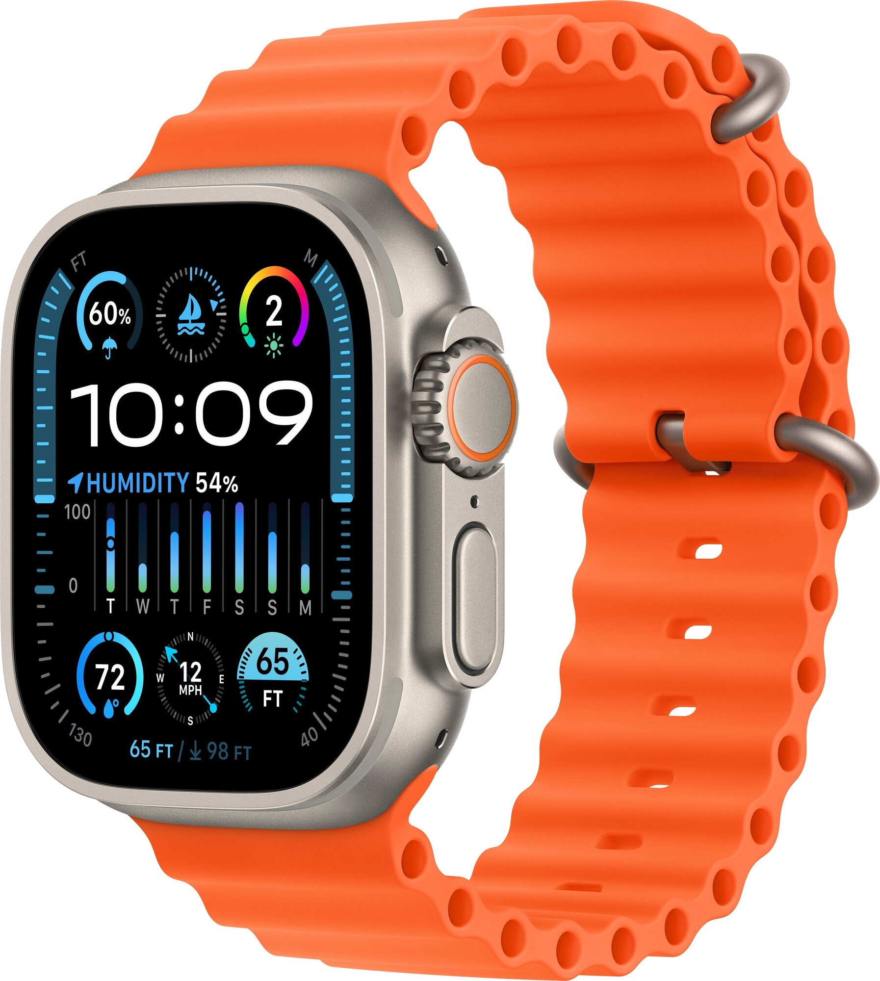 фото Умные часы Apple Watch Ultra 2 49 мм Titanium Case GPS + Cellular, Orange Ocean Band