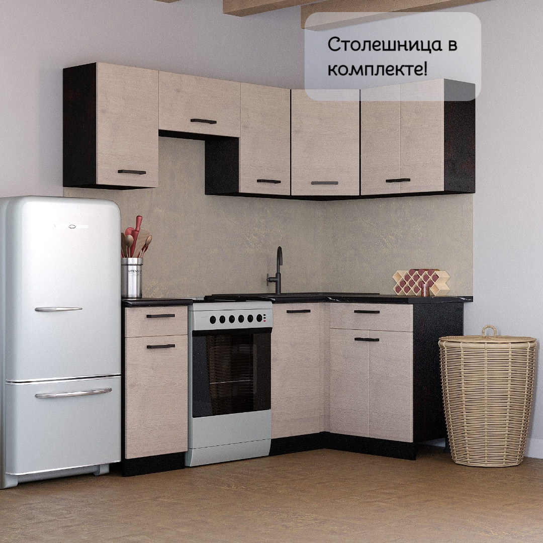 Угловой кухонный гарнитур ЭРА Мальва 200x120 см