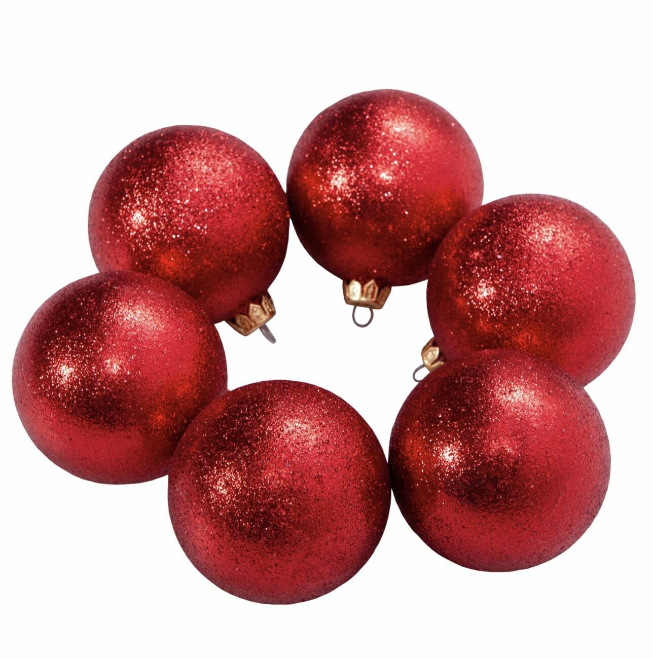 Шар на елку 8см, 1шт, новогодний красный искристый, Crystal Trees — фото 1