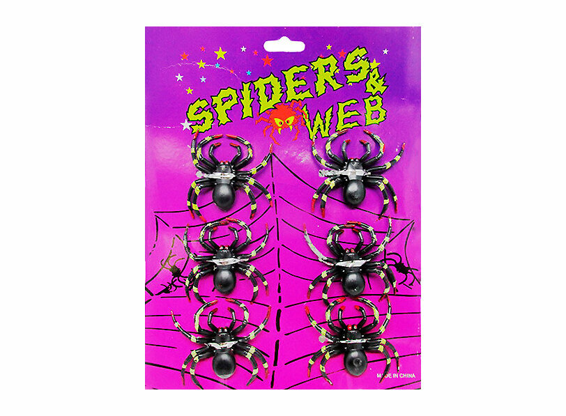 Набор пауков SPIDERS WEB 6 штук, черный пластик, размер паука 5*5 см