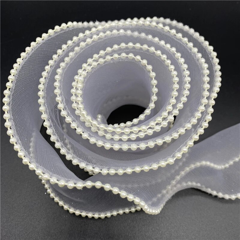 Шелковая лента органза RYFDBMauve 40/60 мм с жемчужным краем Белый 06 Diameter 60mm