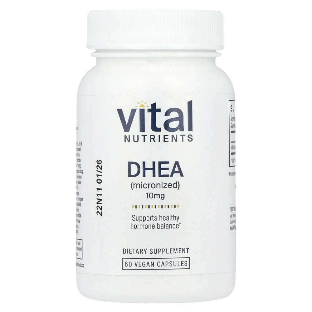 Vital Nutrients, дгэа (микронизированный), 10 мг, 60 веганских капсул