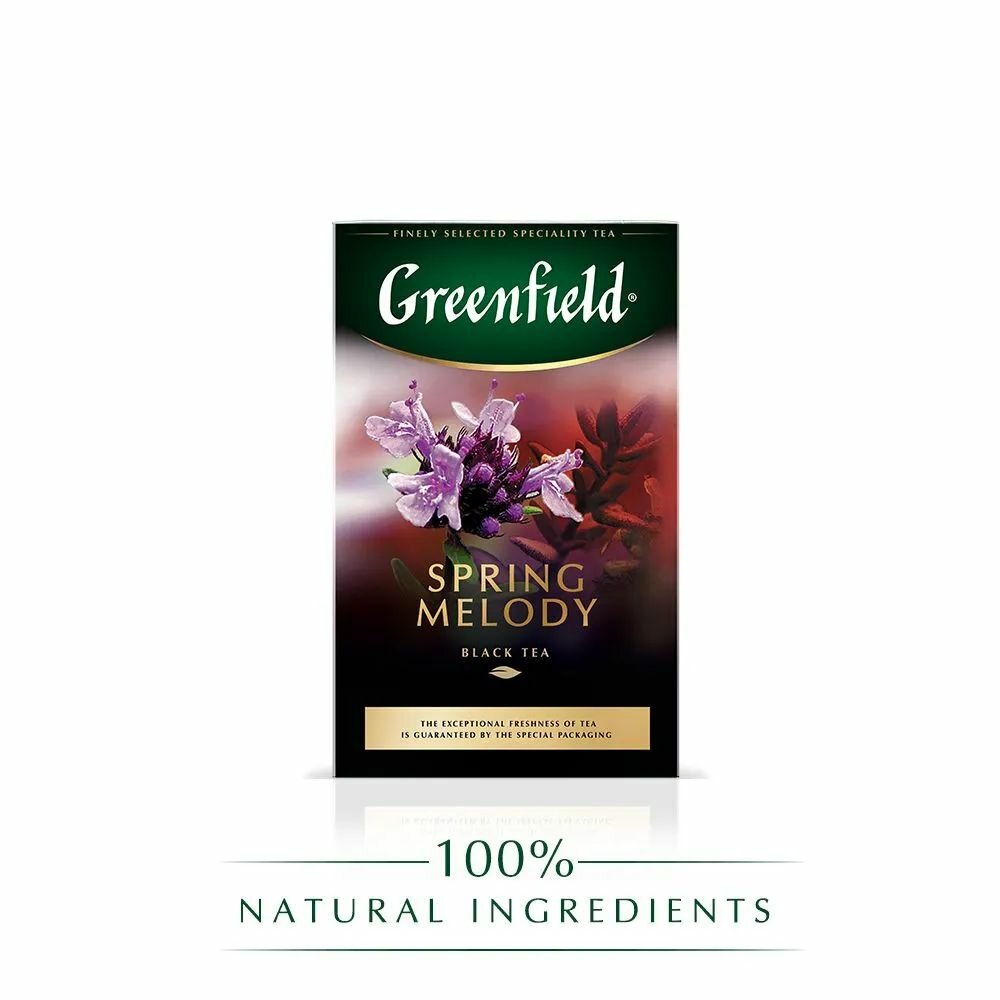 Чай Greenfield Spring Melody, листовой, черный, с чабрецом, 100 гр