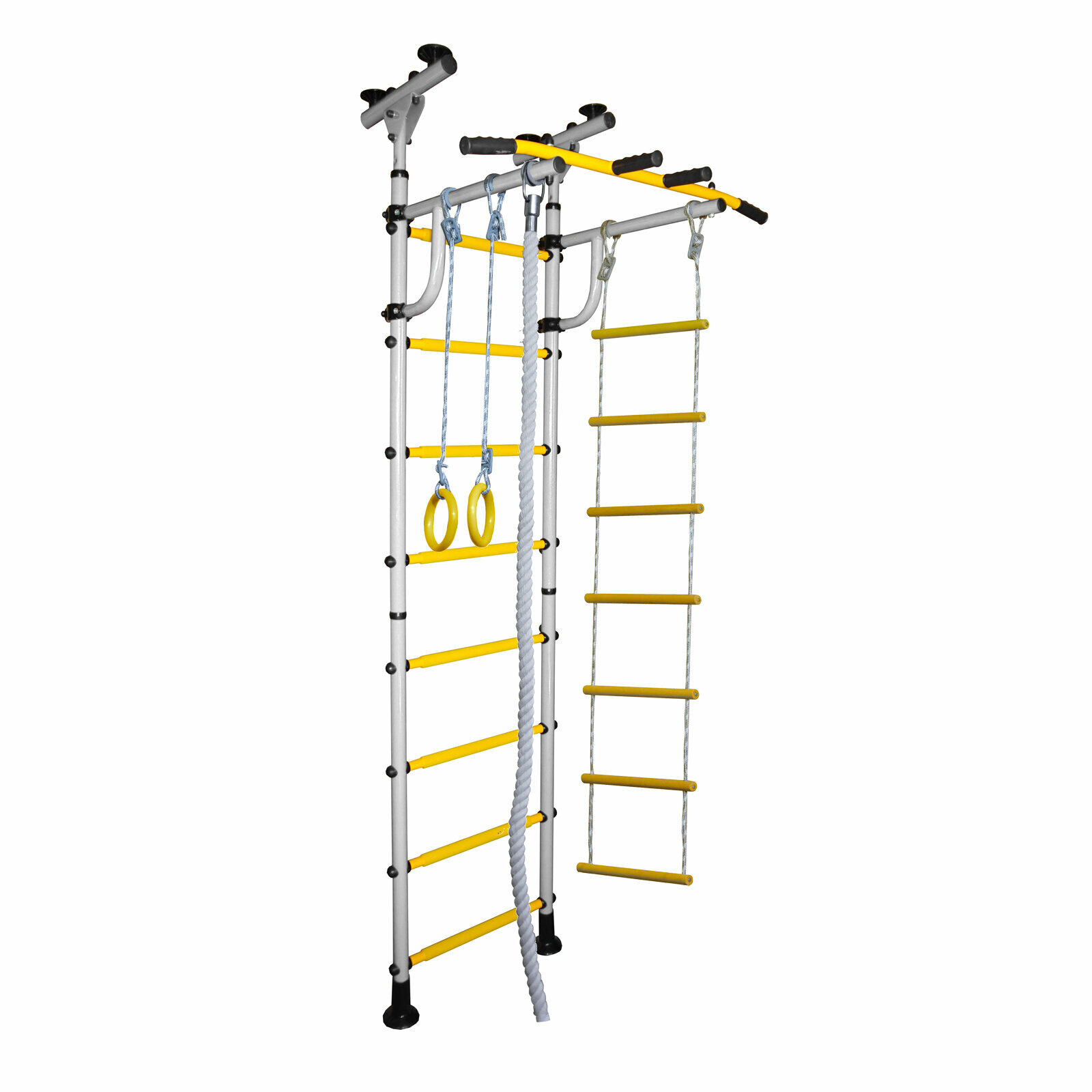 Шведская стенка ДСК Распорный (белый/желтый) регулируемый турник .