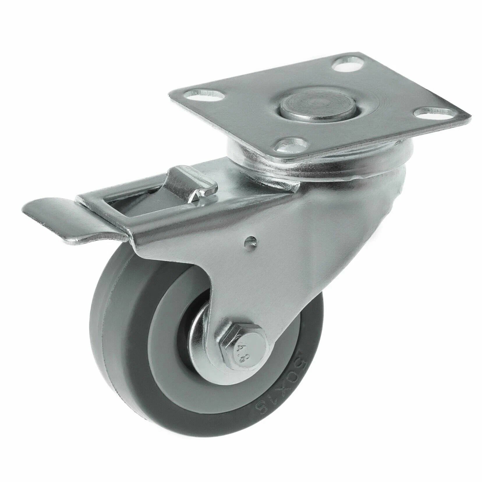 Колеса аппаратные SCgb 25 поворотные с площадкой и тормозом 50 мм 50 кг резина