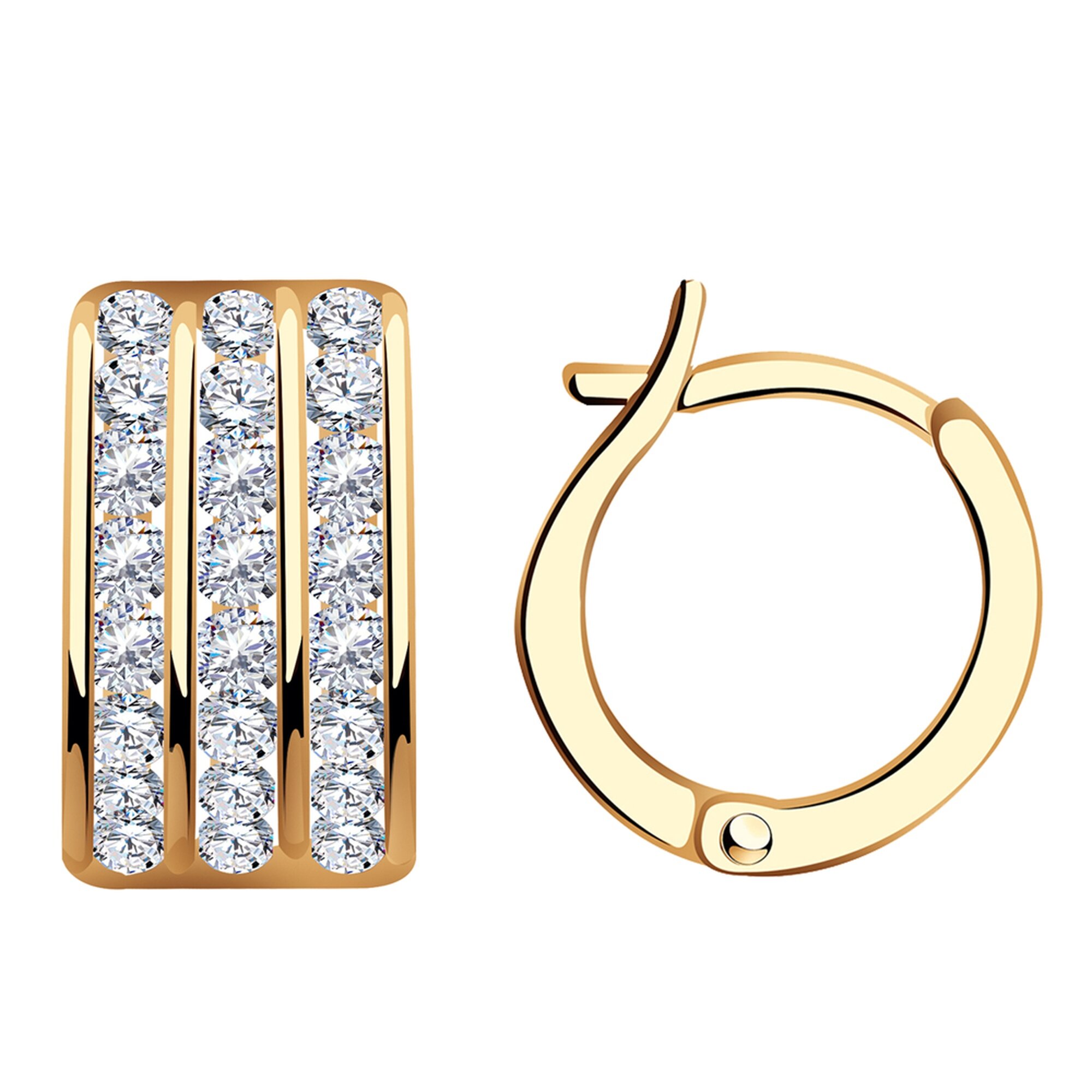 Серьги конго Diamant online, красное золото, 585 проба, фианит